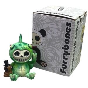 Furrybones Dragon Skeleton Figure‎ Camo Green Top Hat Brown Buddy NIB